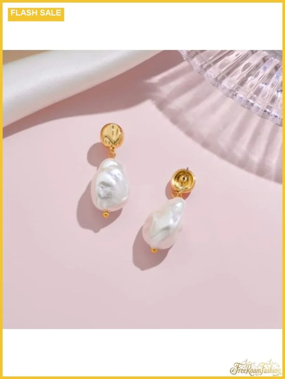Baroque Pearl Drop Earrings for Women Gold-Tone Vintage Statement Jewelry